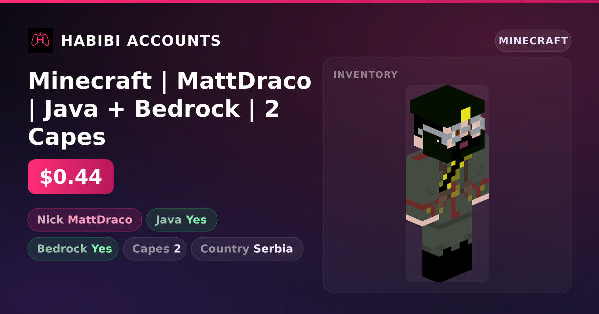 Minecraft | MattDraco | Java + Bedrock | 2 Capes — HabibiAccounts