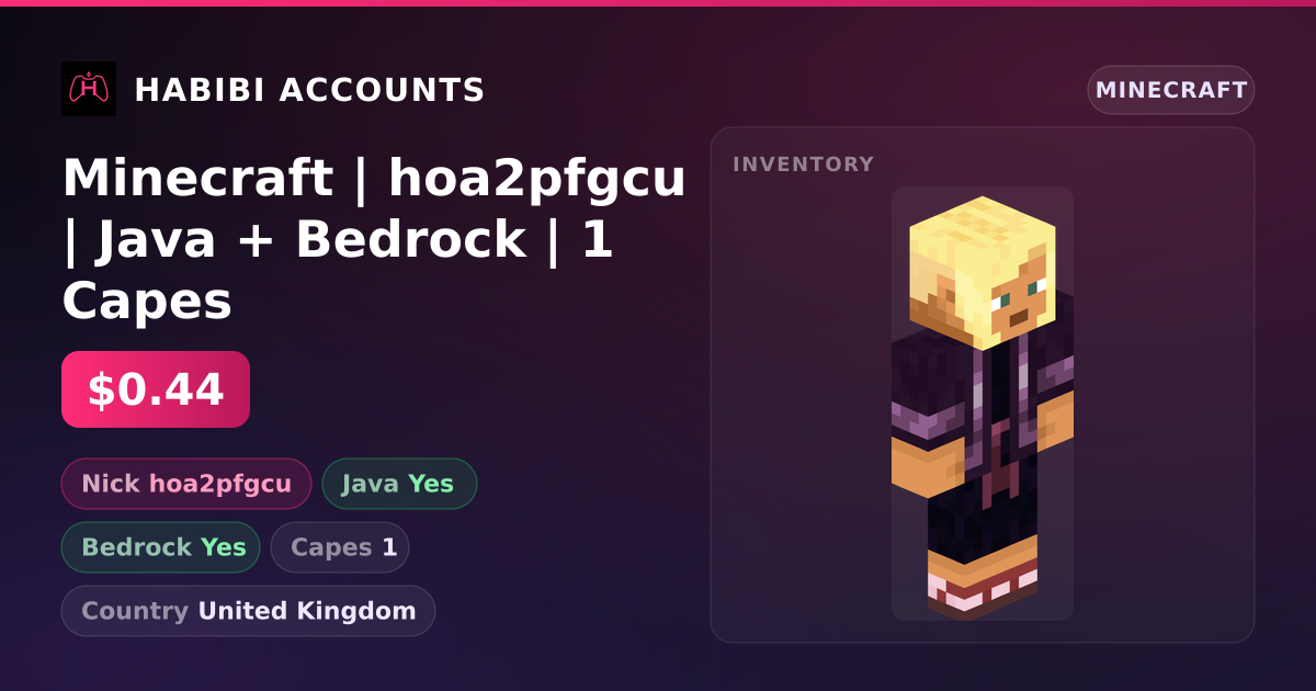 Minecraft | hoa2pfgcu | Java + Bedrock | 1 Capes — HabibiAccounts