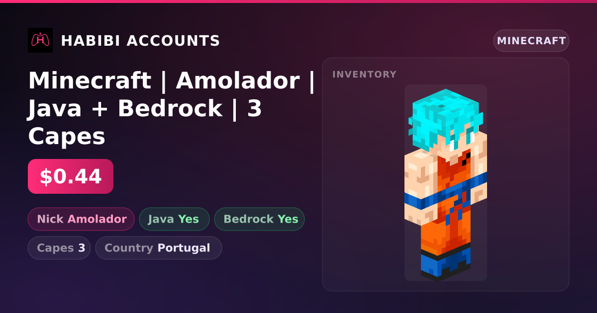 Minecraft | Amolador | Java + Bedrock | 3 Capes — HabibiAccounts