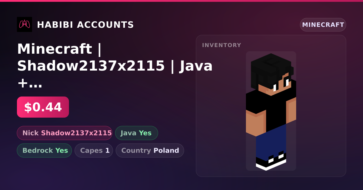 Minecraft | Shadow2137x2115 | Java + Bedrock | 1 Capes — HabibiAccounts