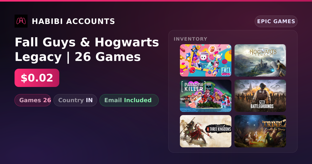 Fall Guys & Hogwarts Legacy | 26 Games — HabibiAccounts