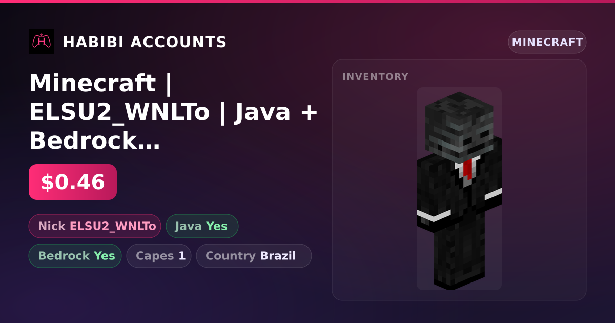 Minecraft | ELSU2_WNLTo | Java + Bedrock | 1 Capes — HabibiAccounts