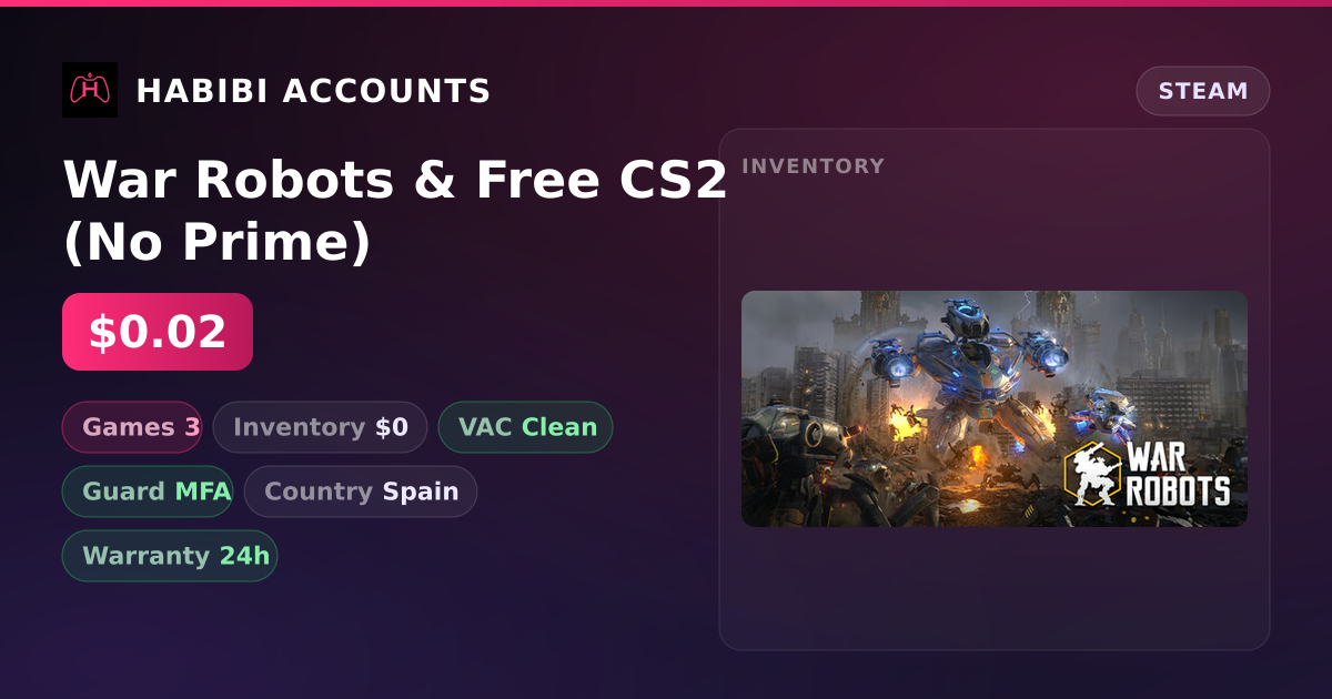 War Robots & Free CS2 (No Prime) — HabibiAccounts