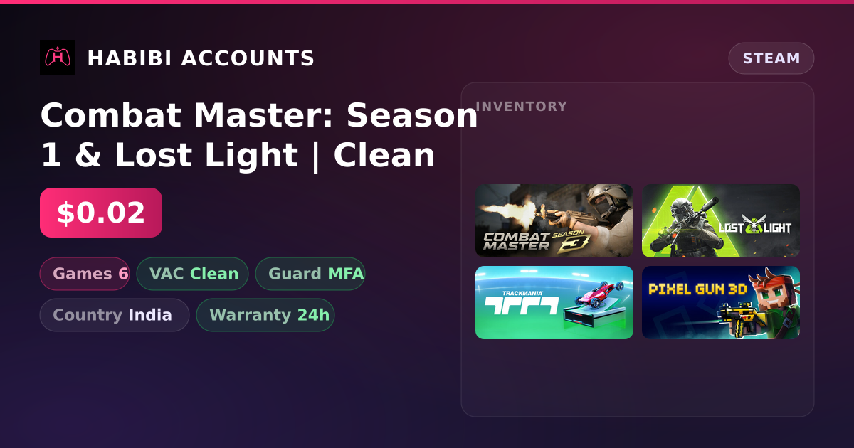Combat Master: Season 1 & Lost Light | Clean — HabibiAccounts