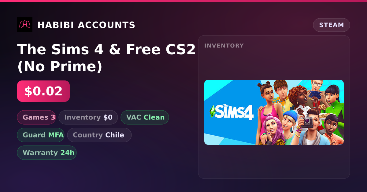 The Sims 4 & Free CS2 (No Prime) — HabibiAccounts