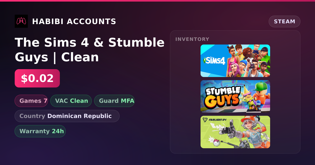 The Sims 4 & Stumble Guys | Clean — HabibiAccounts