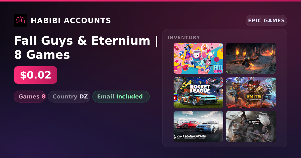 Fall Guys & Eternium | 8 Games — HabibiAccounts