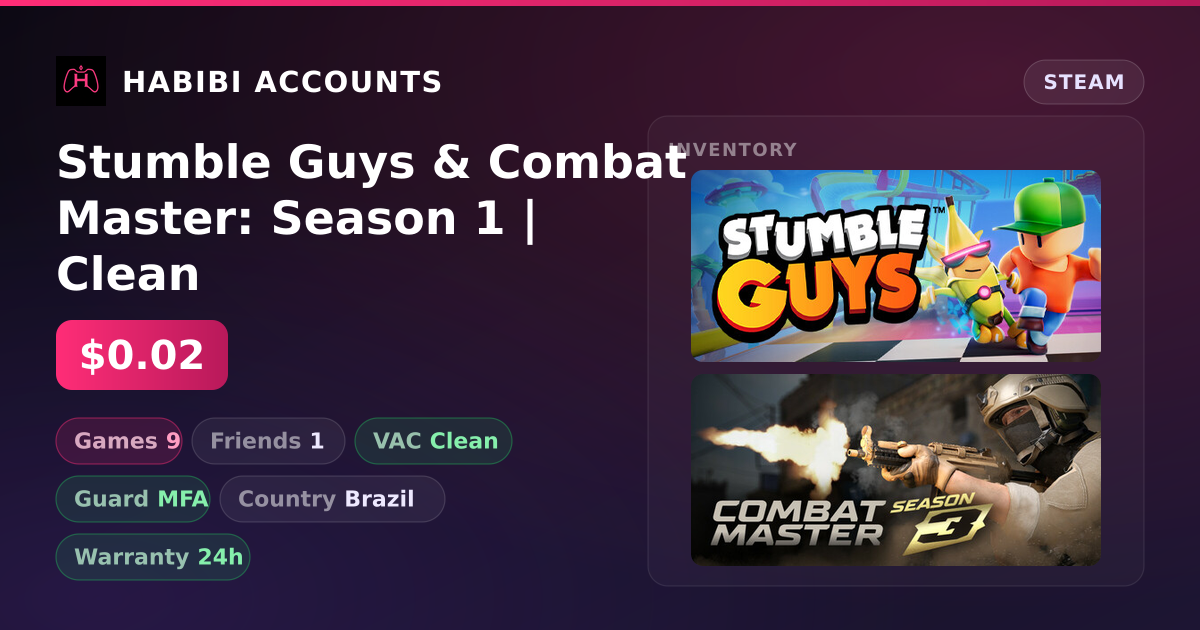 Stumble Guys & Combat Master: Season 1 | Clean — HabibiAccounts