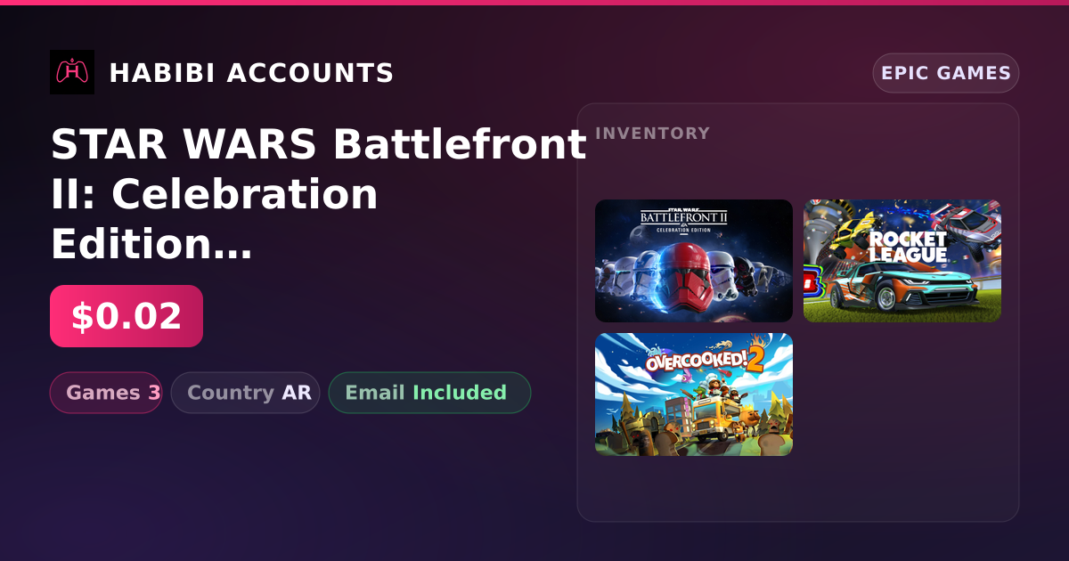 STAR WARS Battlefront II: Celebration Edition & Rocket League | 3 Games — HabibiAccounts