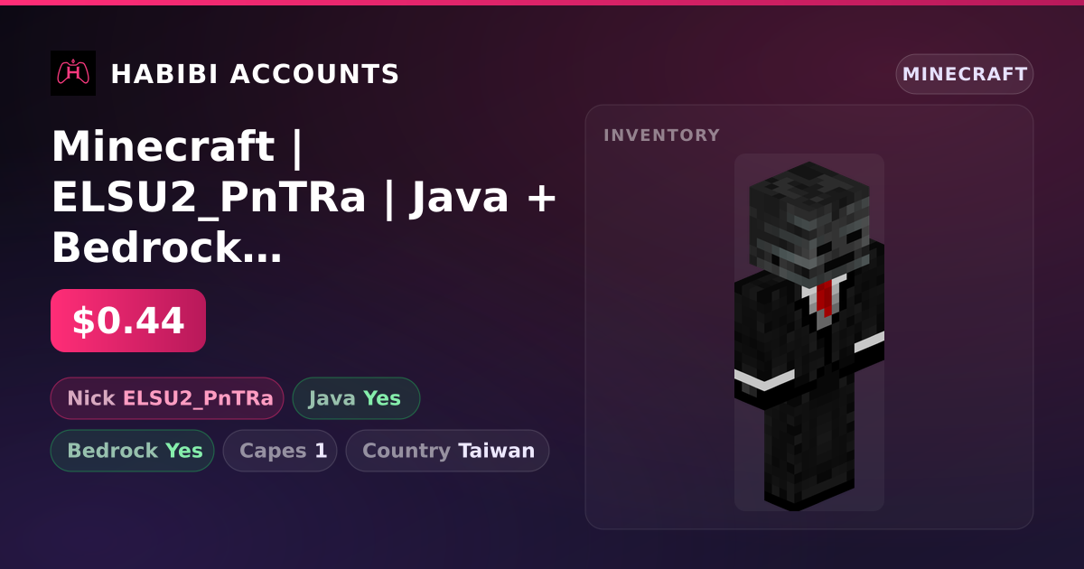 Minecraft | ELSU2_PnTRa | Java + Bedrock | 1 Capes — HabibiAccounts