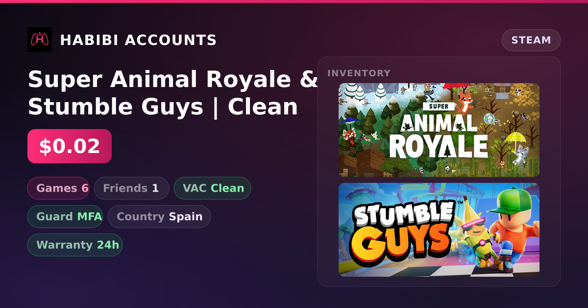 Super Animal Royale & Stumble Guys | Clean — HabibiAccounts