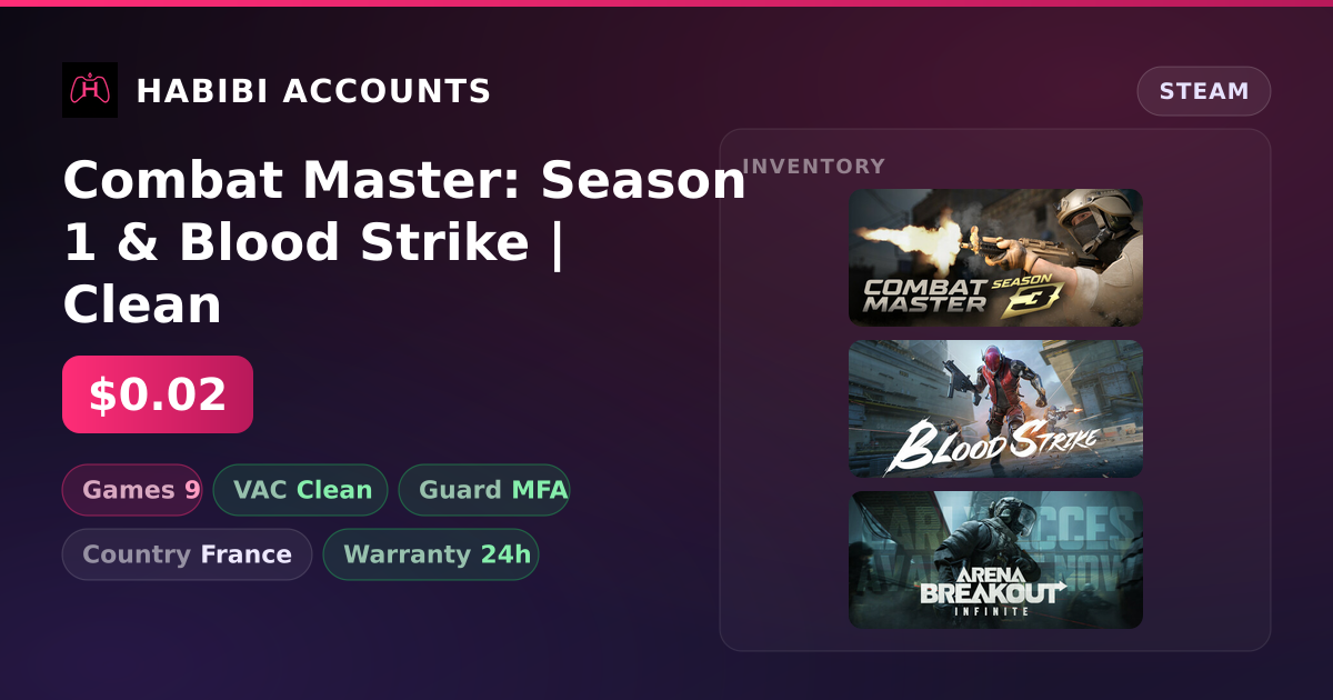 Combat Master: Season 1 & Blood Strike | Clean — HabibiAccounts