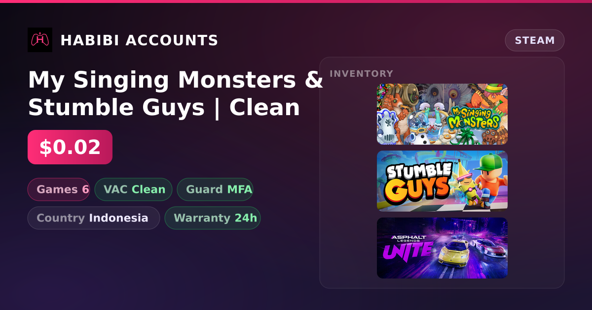 My Singing Monsters & Stumble Guys | Clean — HabibiAccounts