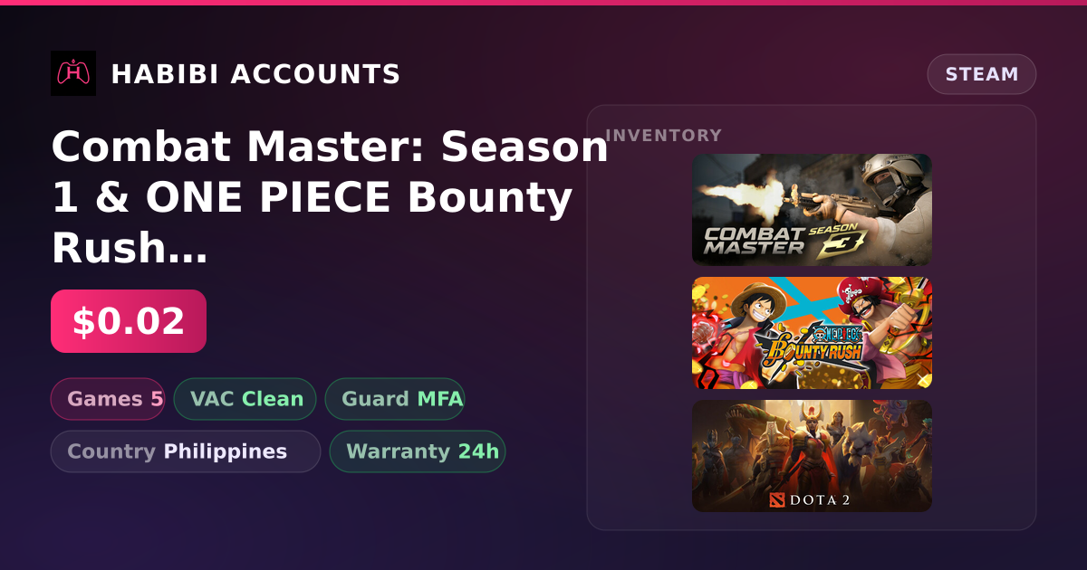 Combat Master: Season 1 & ONE PIECE Bounty Rush | Clean — HabibiAccounts