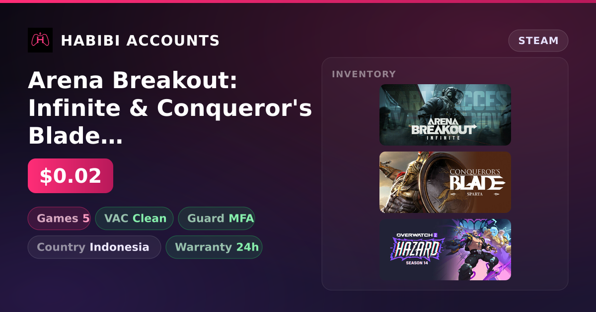 Arena Breakout: Infinite & Conqueror's Blade (2020) | Clean — HabibiAccounts