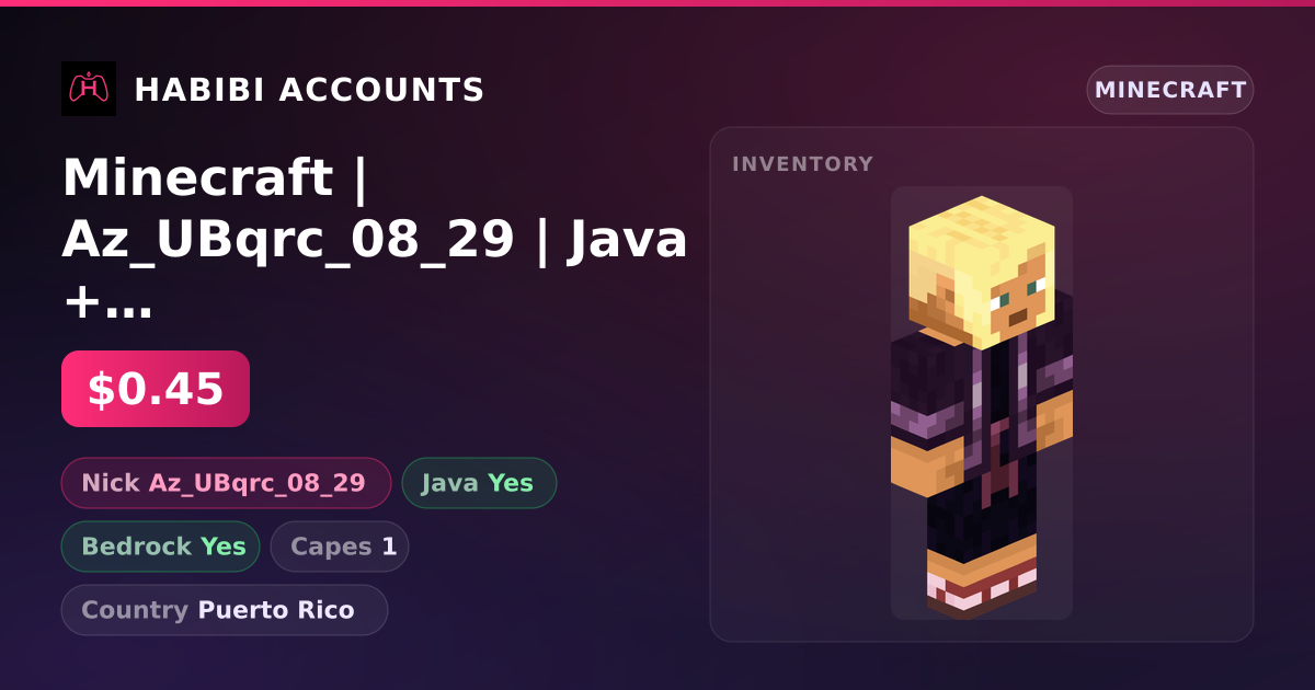 Minecraft | Az_UBqrc_08_29 | Java + Bedrock | 1 Capes — HabibiAccounts