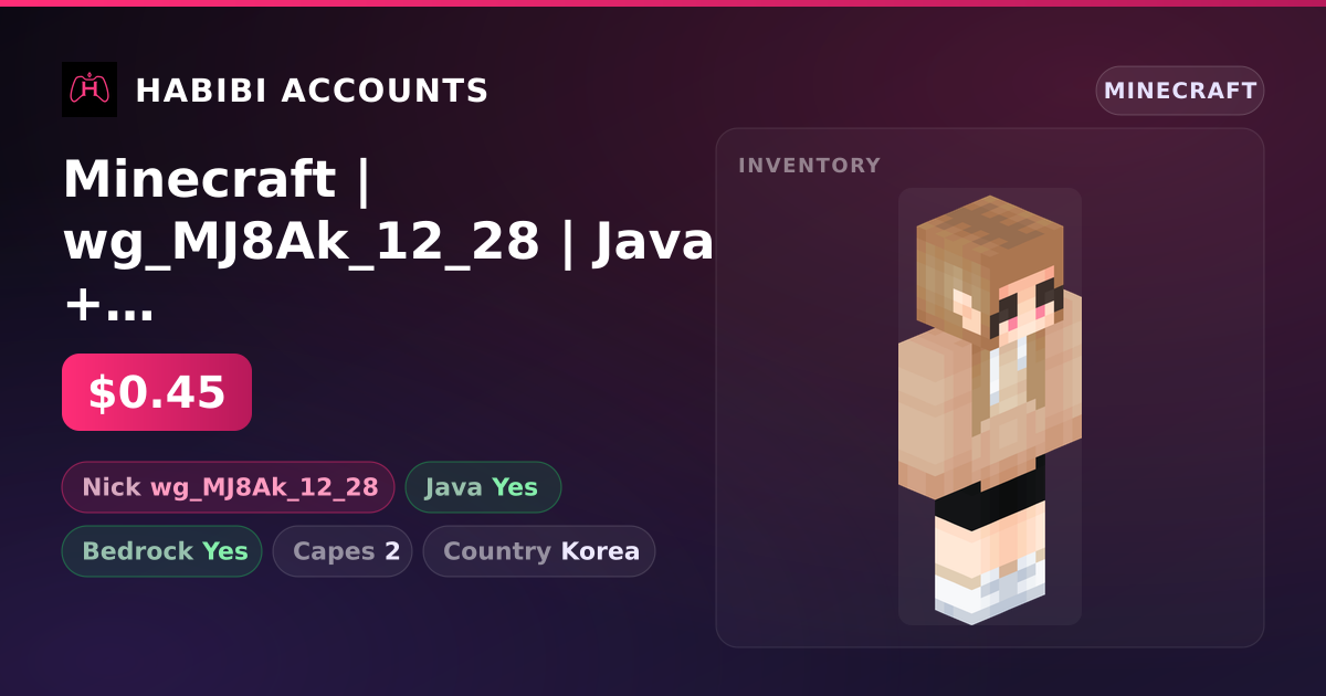 Minecraft | wg_MJ8Ak_12_28 | Java + Bedrock | 2 Capes — HabibiAccounts
