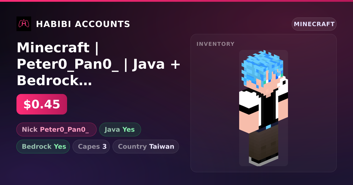 Minecraft | Peter0_Pan0_ | Java + Bedrock | 3 Capes — HabibiAccounts