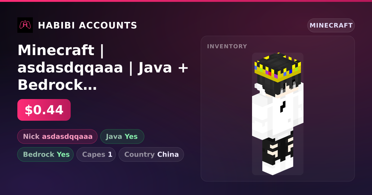 Minecraft | asdasdqqaaa | Java + Bedrock | 1 Capes — HabibiAccounts