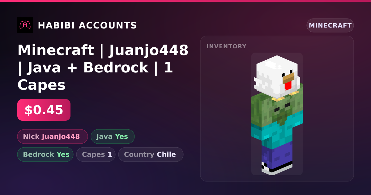Minecraft | Juanjo448 | Java + Bedrock | 1 Capes — HabibiAccounts