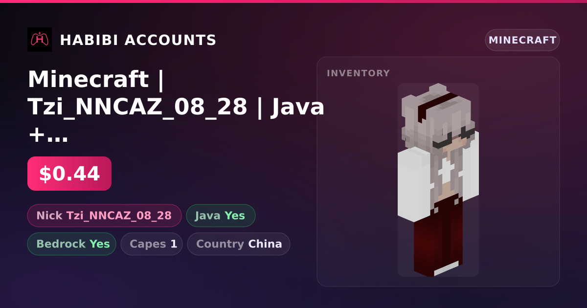 Minecraft | Tzi_NNCAZ_08_28 | Java + Bedrock | 1 Capes — HabibiAccounts