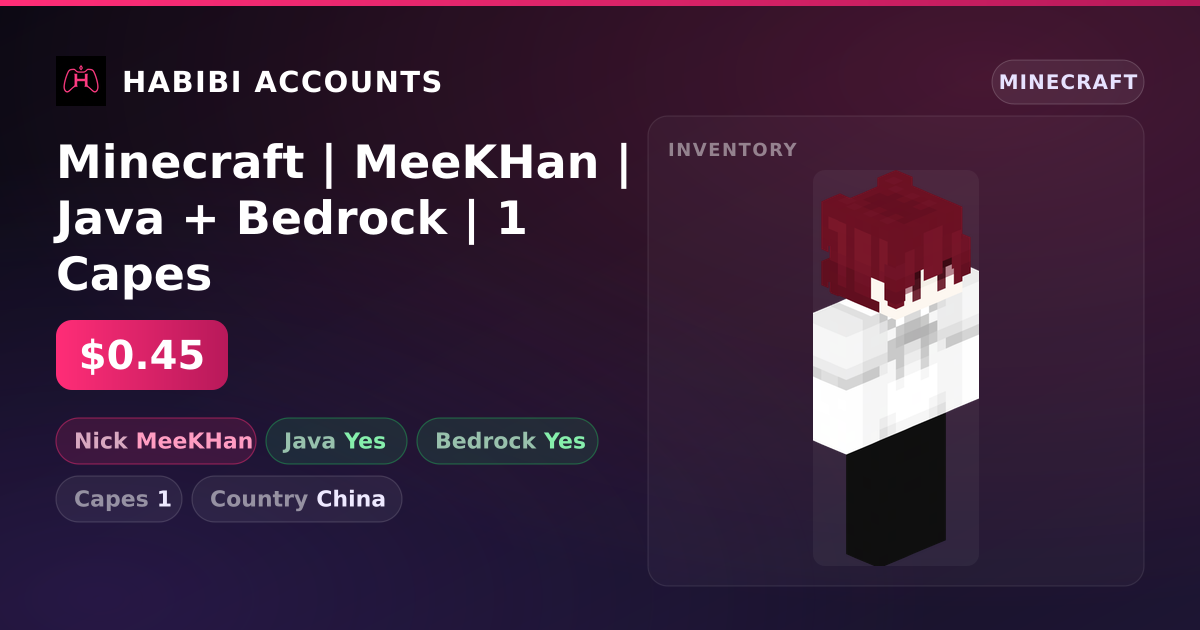 Minecraft | MeeKHan | Java + Bedrock | 1 Capes — HabibiAccounts