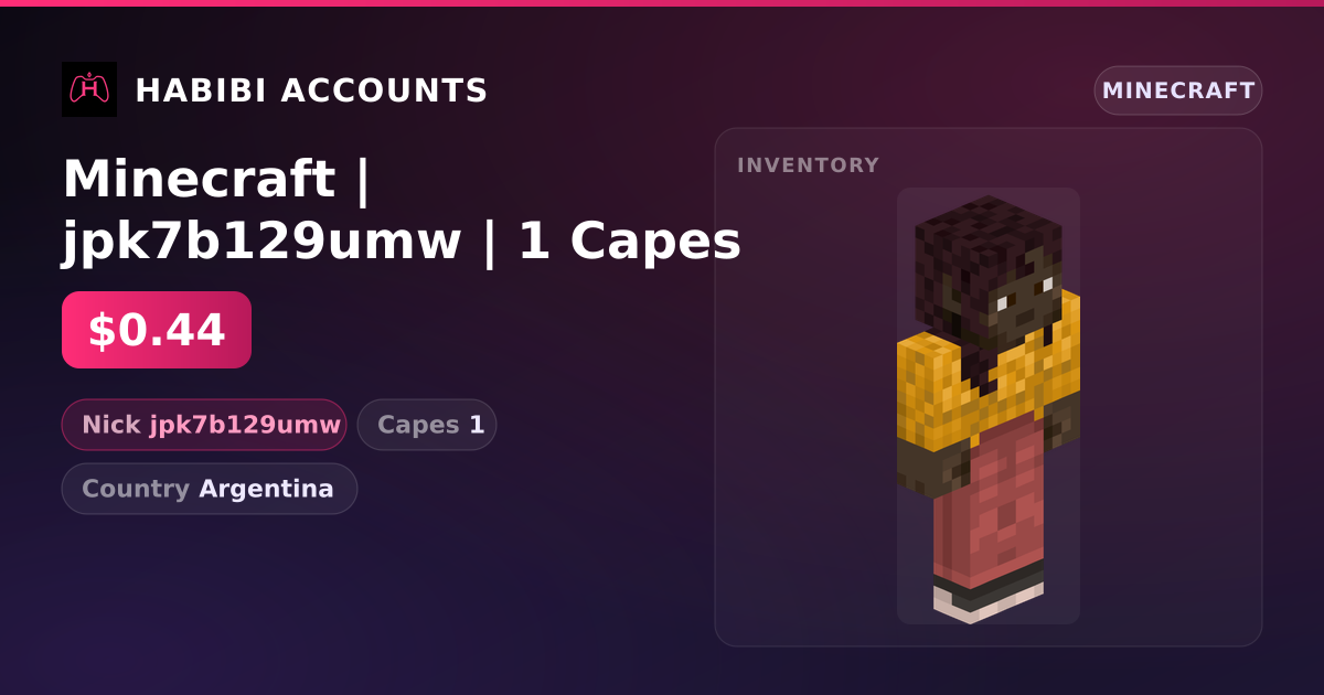 Minecraft | jpk7b129umw | 1 Capes — HabibiAccounts