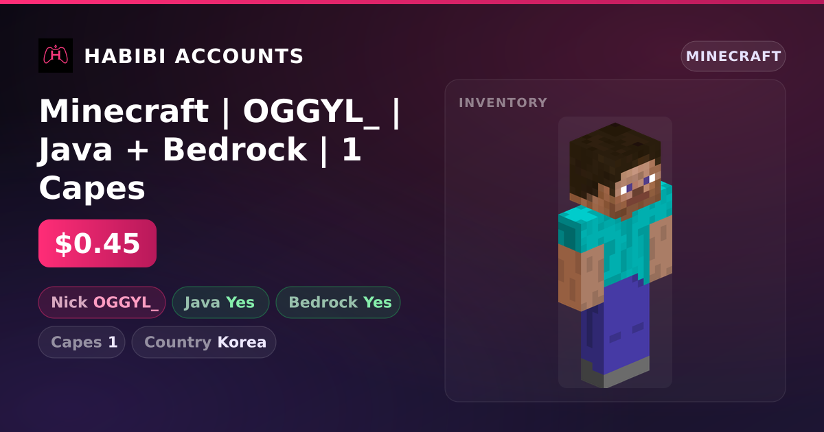 Minecraft | OGGYL_ | Java + Bedrock | 1 Capes — HabibiAccounts