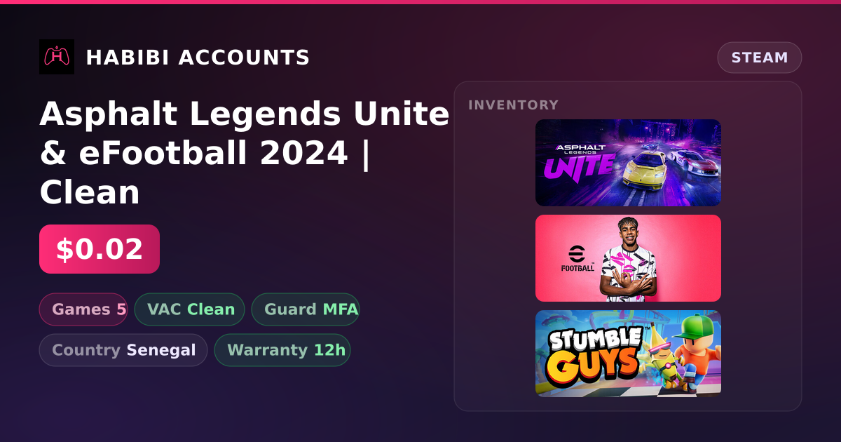 Asphalt Legends Unite & eFootball 2024 | Clean — HabibiAccounts