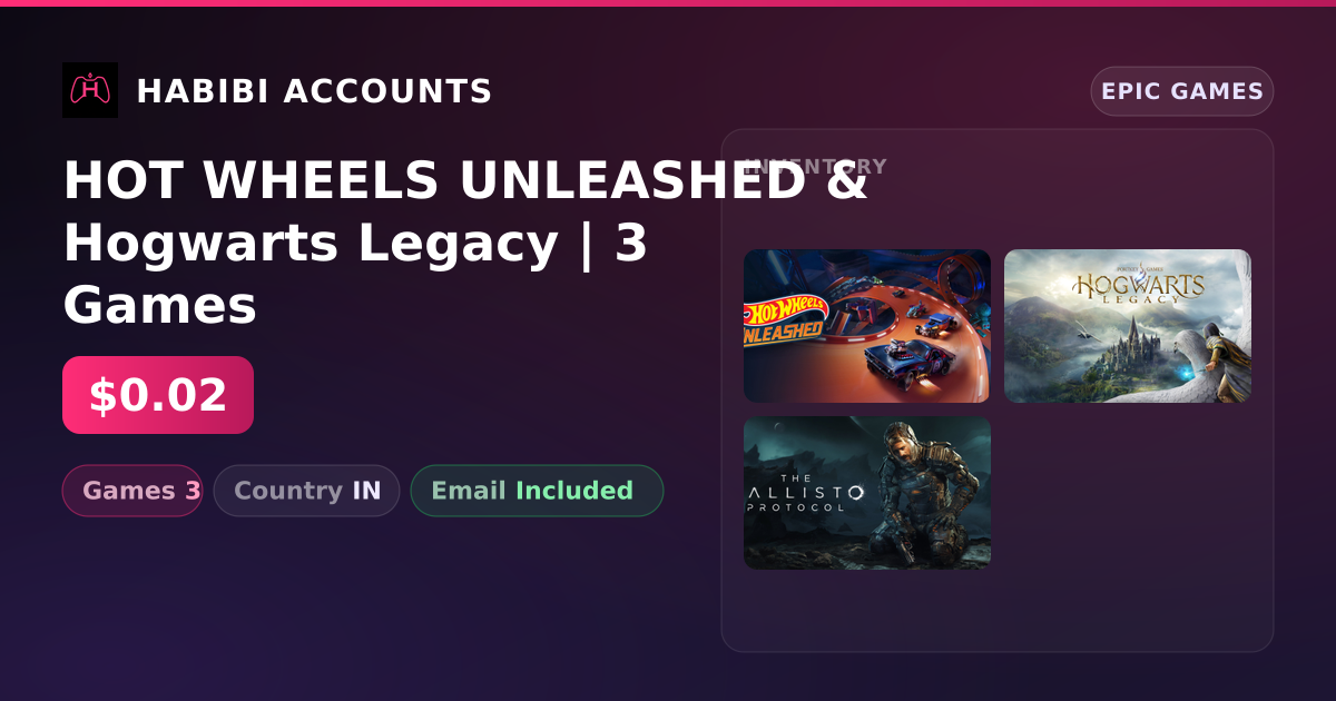 HOT WHEELS UNLEASHED & Hogwarts Legacy | 3 Games — HabibiAccounts