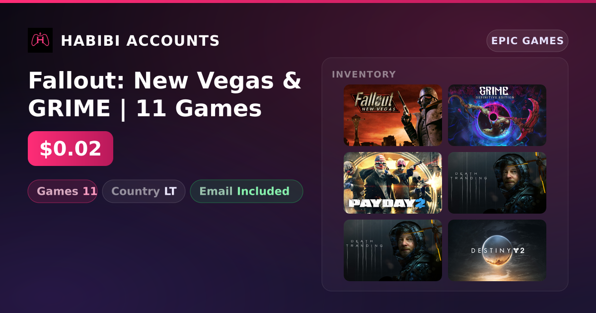 Fallout: New Vegas & GRIME | 11 Games — HabibiAccounts