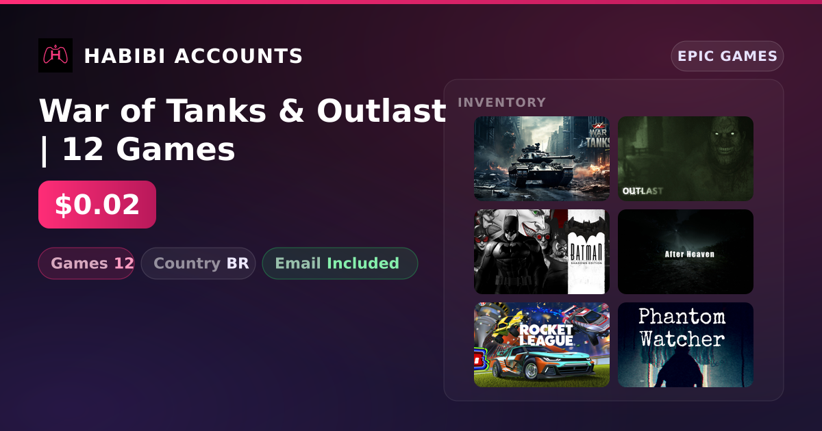 War of Tanks & Outlast | 12 Games — HabibiAccounts