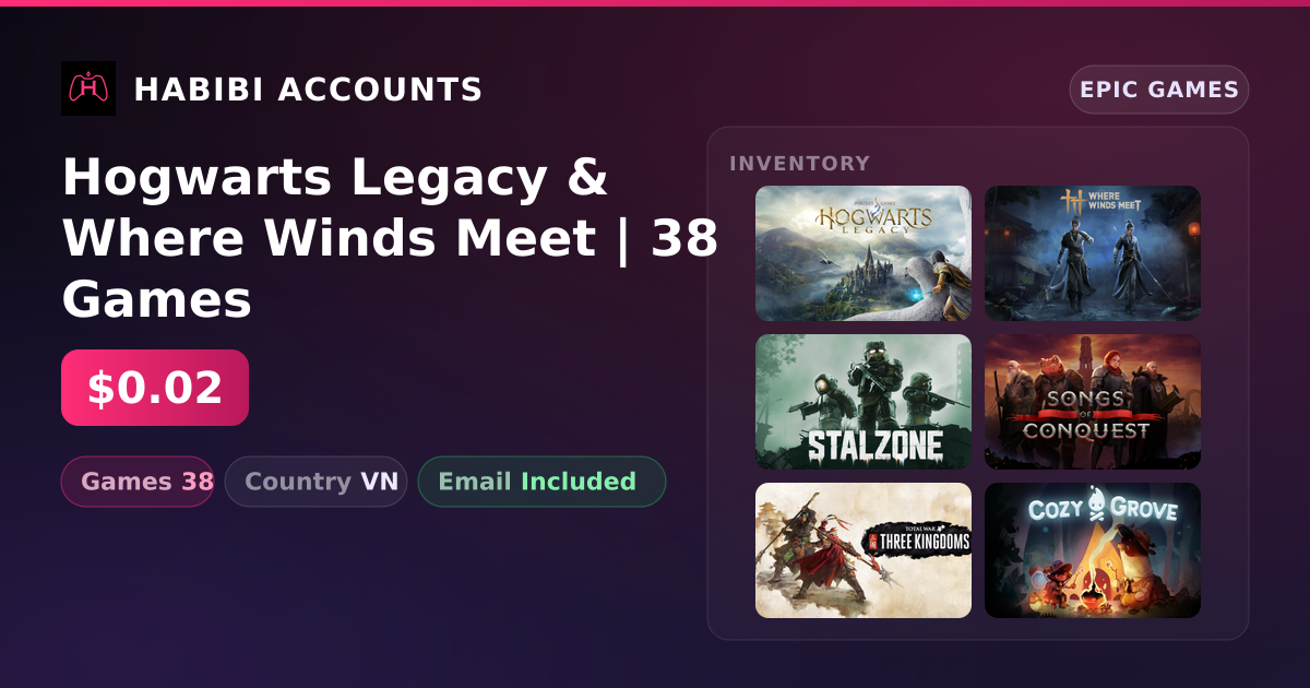 Hogwarts Legacy & Where Winds Meet | 38 Games — HabibiAccounts