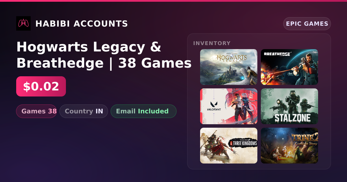 Hogwarts Legacy & Breathedge | 38 Games — HabibiAccounts