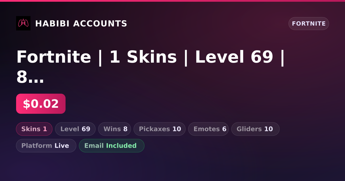Fortnite | 1 Skins | Level 69 | 8 Wins — HabibiAccounts