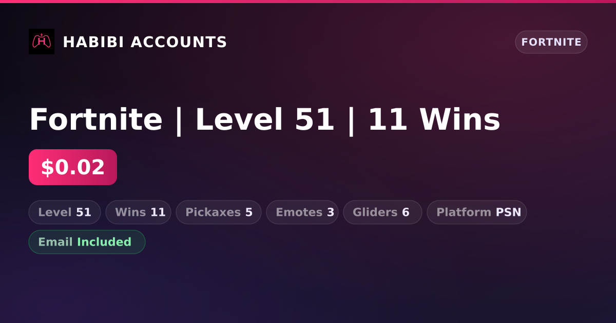 Fortnite | Level 51 | 11 Wins — HabibiAccounts